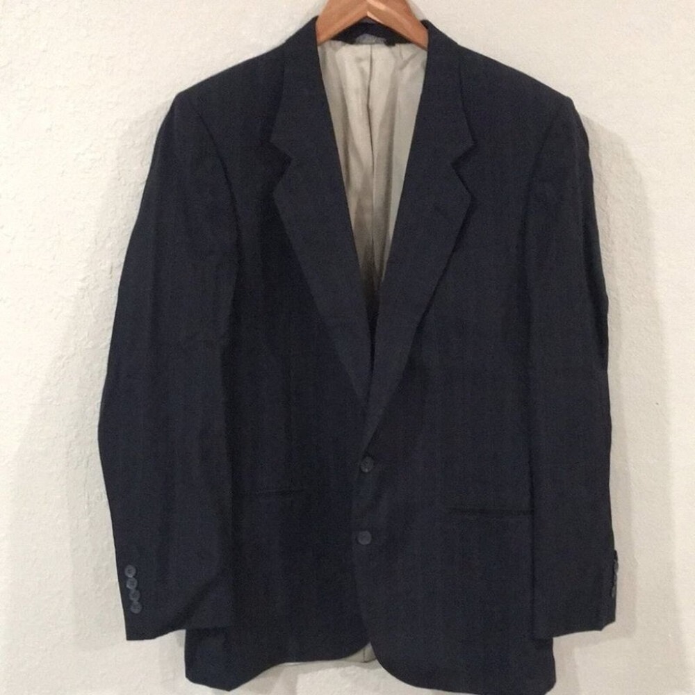 Nino Cerruti Blazer Mens 42R Navy Blue Pinstripe Rue Royale Two Button Jacket